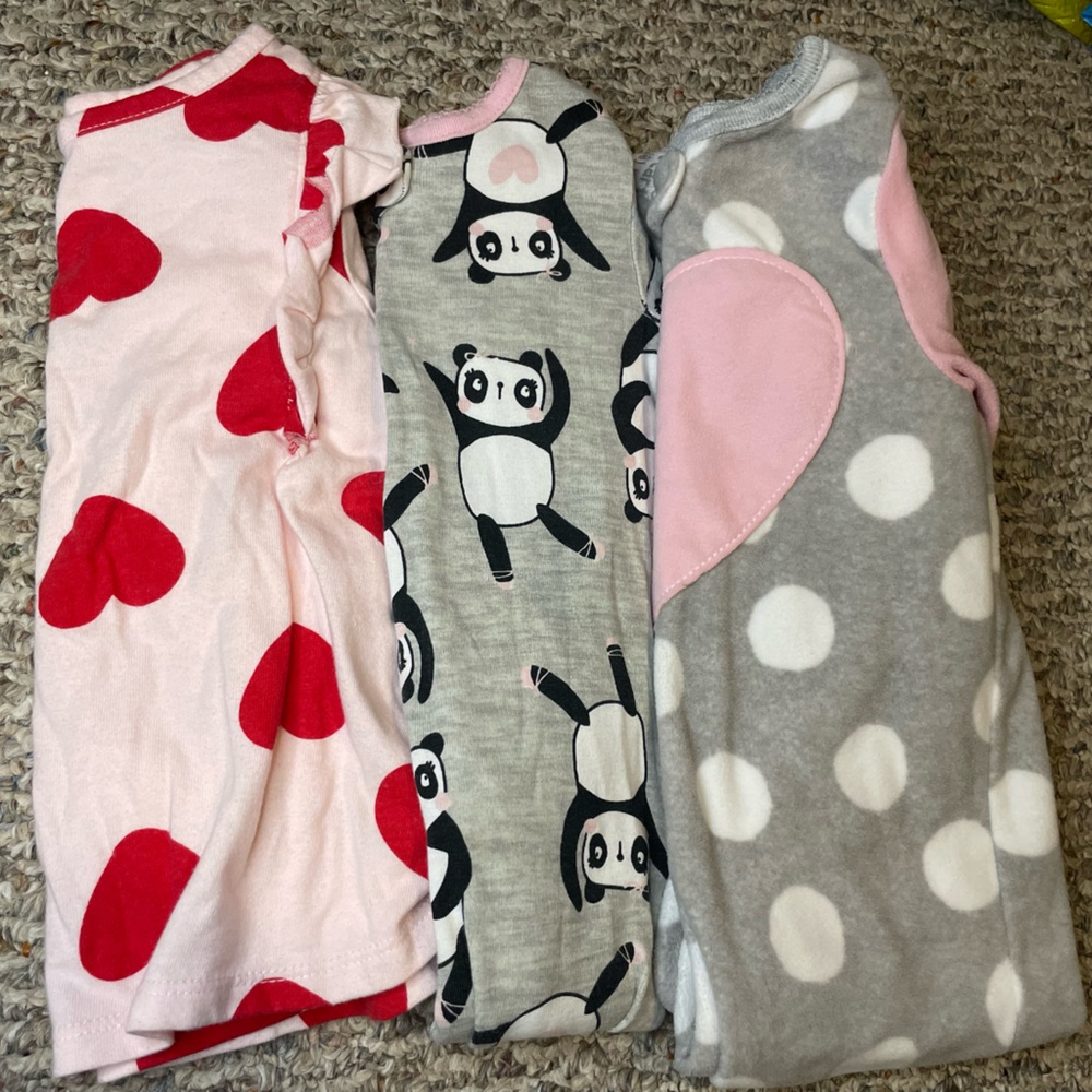 LOT OF 3 Valentine’s Day Dress and Sleepers Cat and Jack Carters 18 Months
